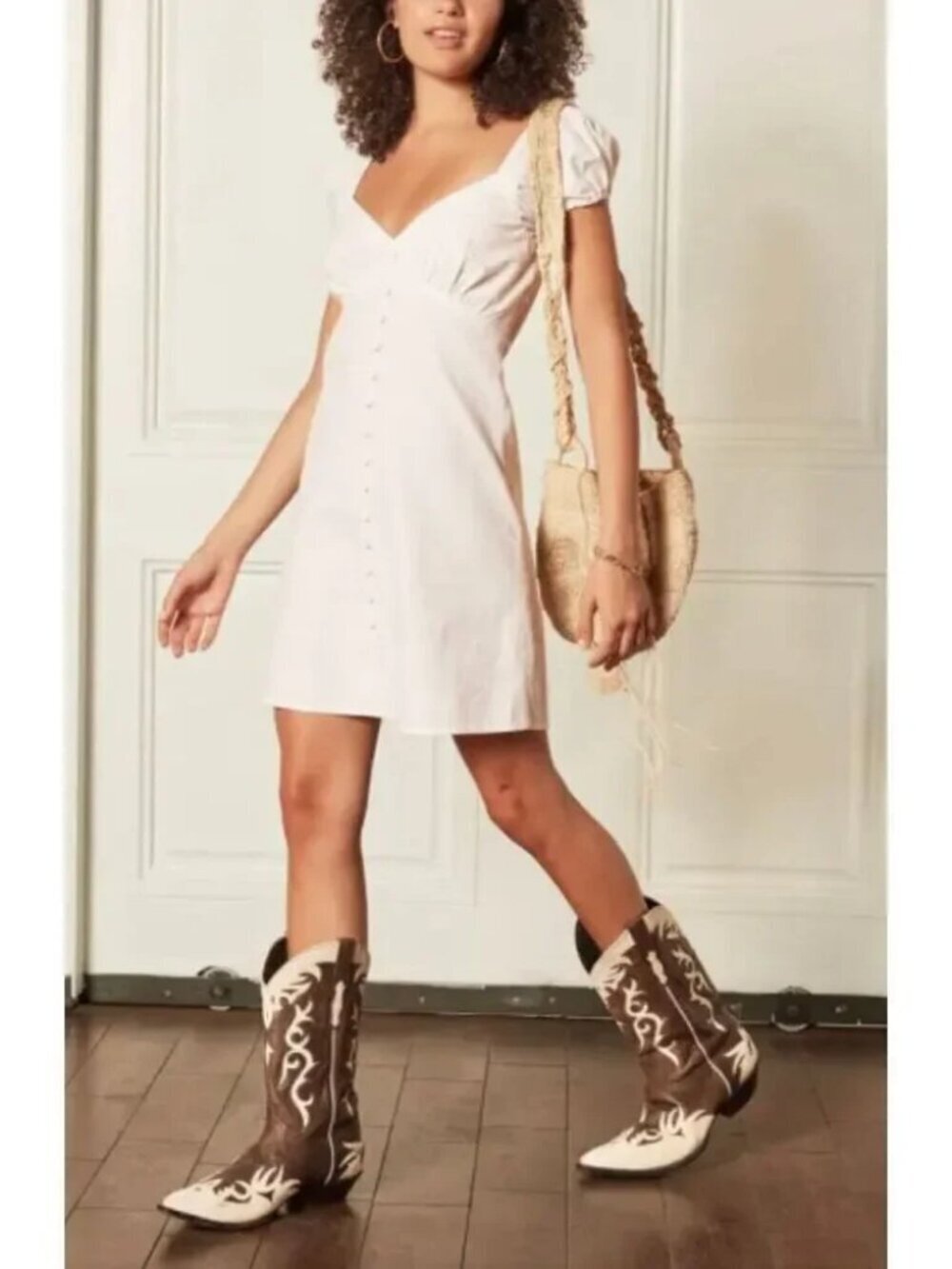 Boyish The Dusty A-line Cotton Mini Dress White Size 10